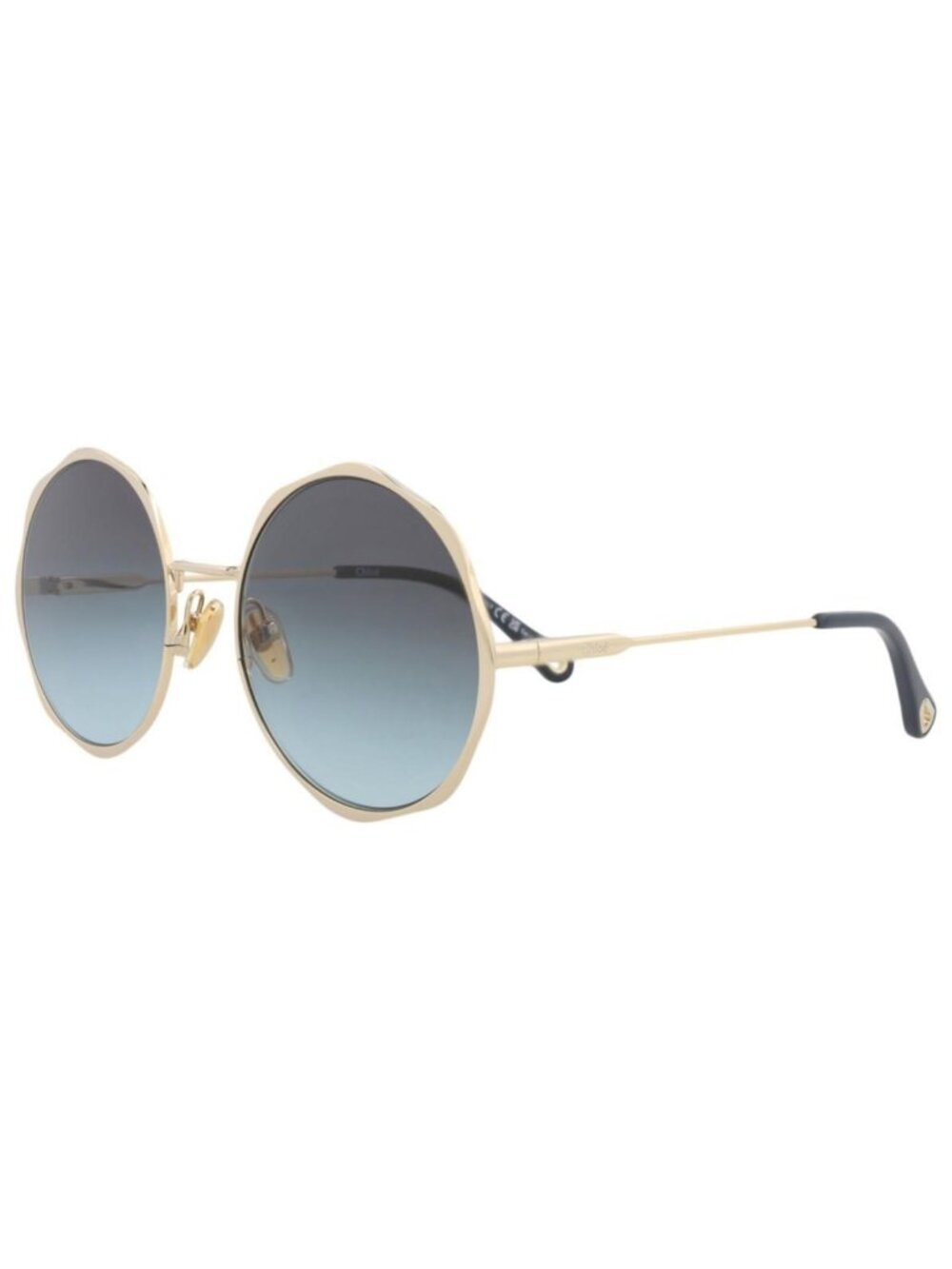 New Chloé Womens Round/Oval Gold Gold Blue Fashion Designer Sunglasses